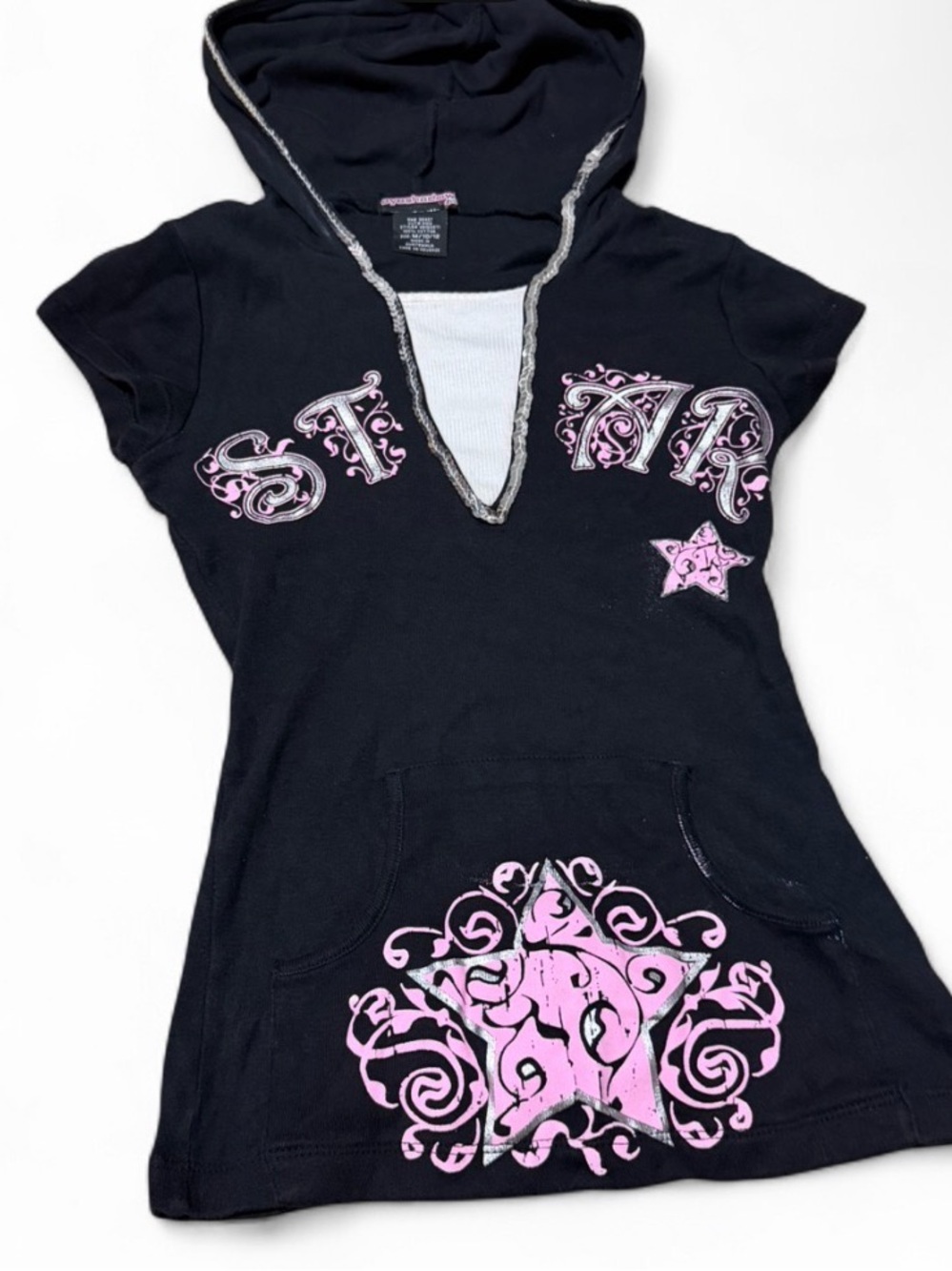 Vintage Y2K Eyeshadow Girl McBling Short Sleeve Scene Hoodie